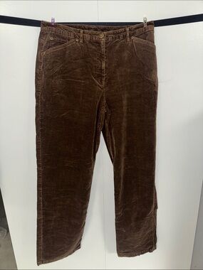 Women's Straight-Leg Brown Fine Wale Corduroy Pants